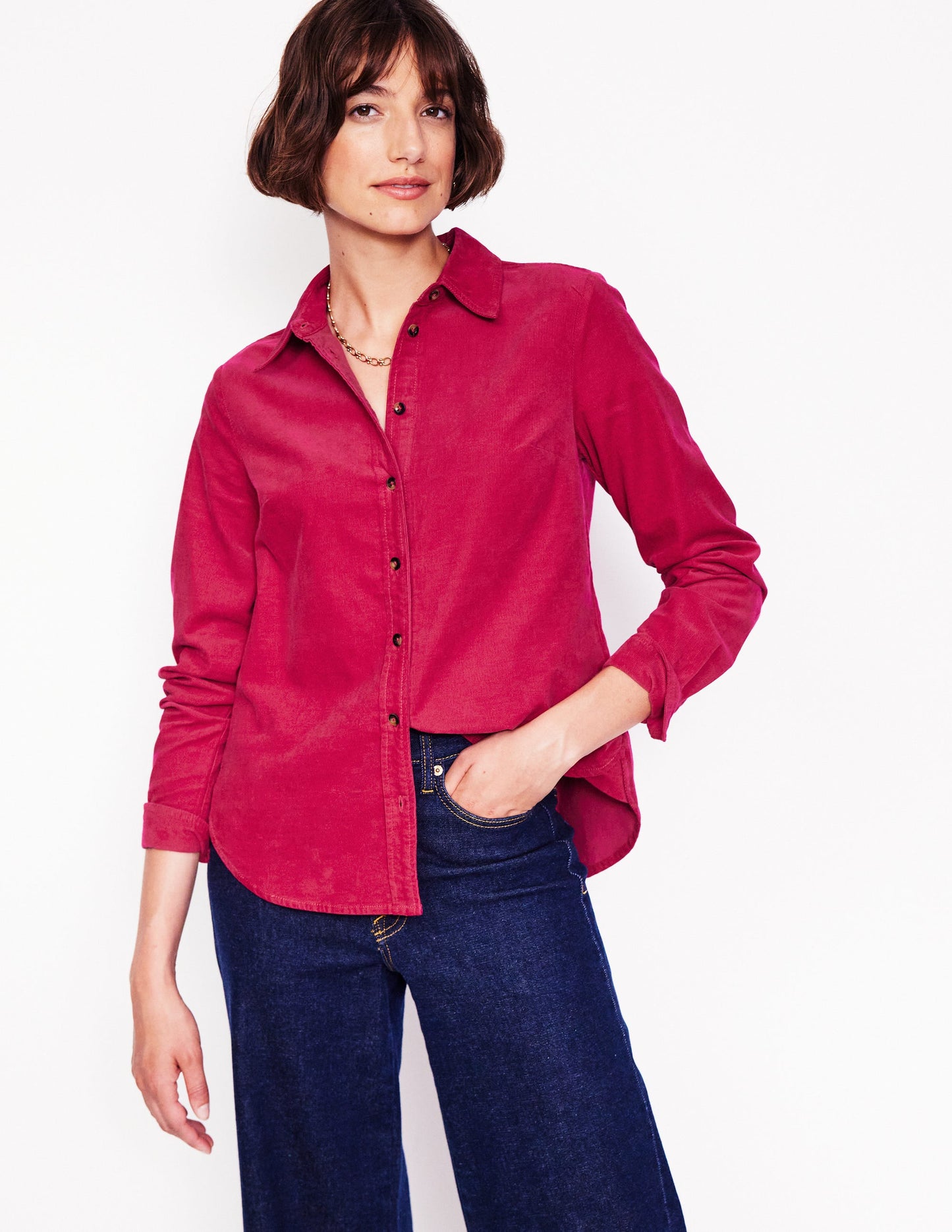 Sienna Cord Shirt-Cherry Jam