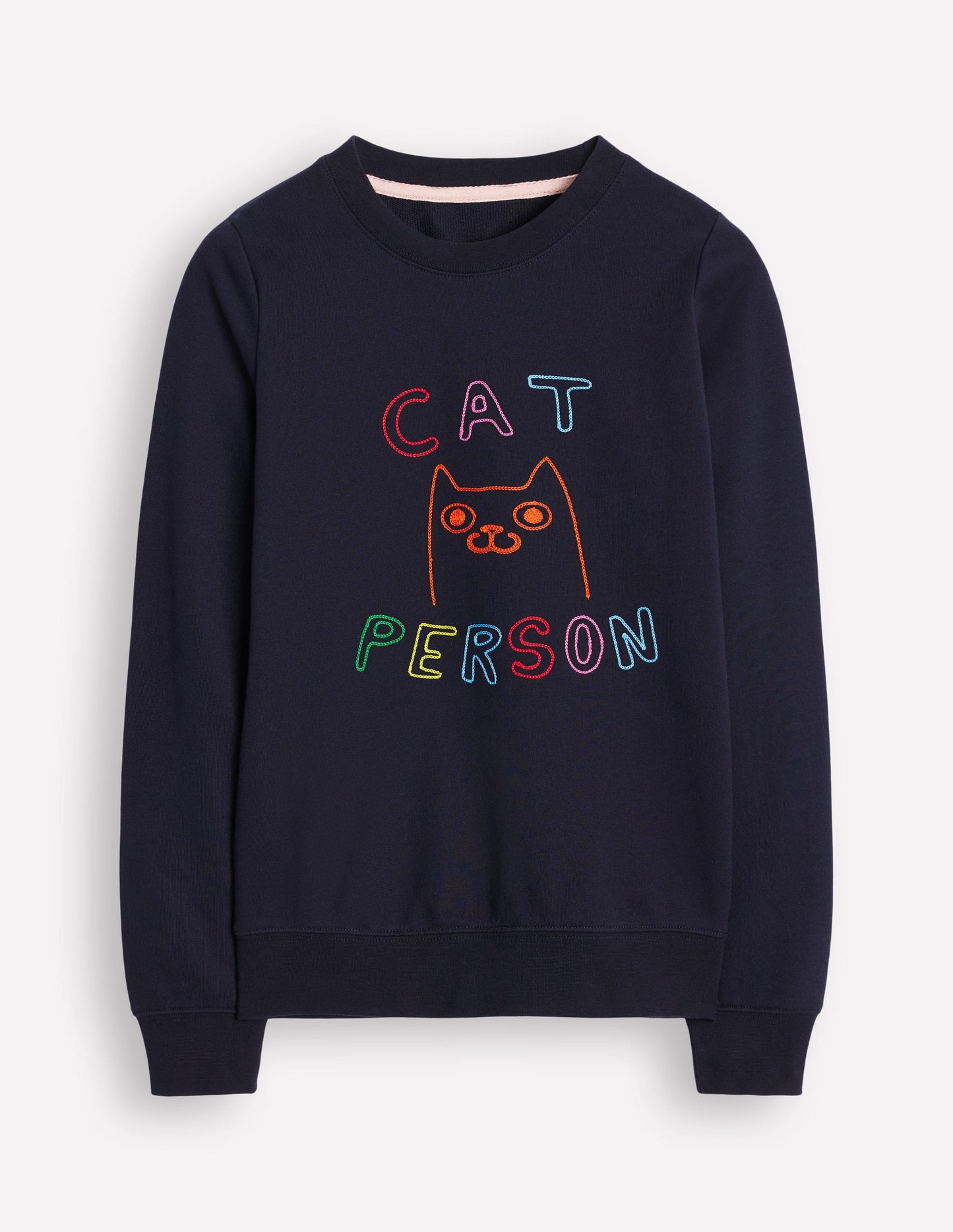 Hannah Embroidered Sweatshirt-Navy, Conversational