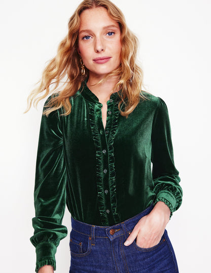 Caroline Jersey Velvet Shirt-Glade