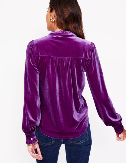 Caroline Jersey Velvet Shirt-Regal Purple