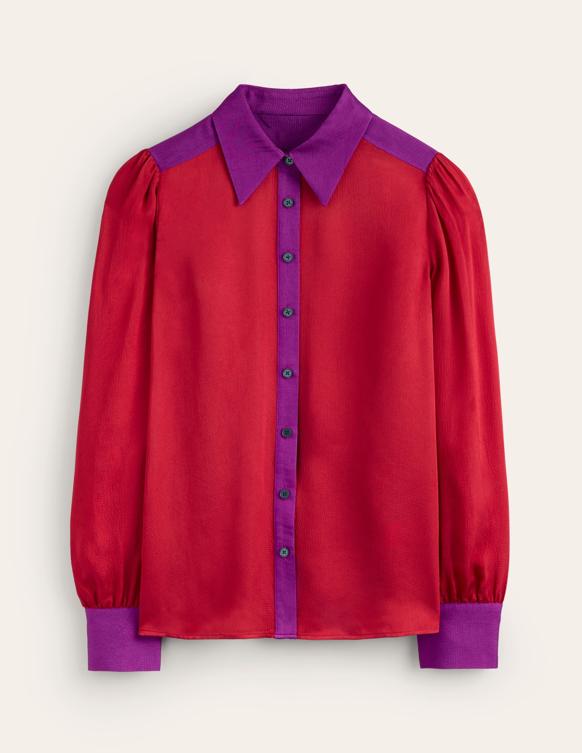 Satin Party Shirt-Cabernet Colourblock - Image 5