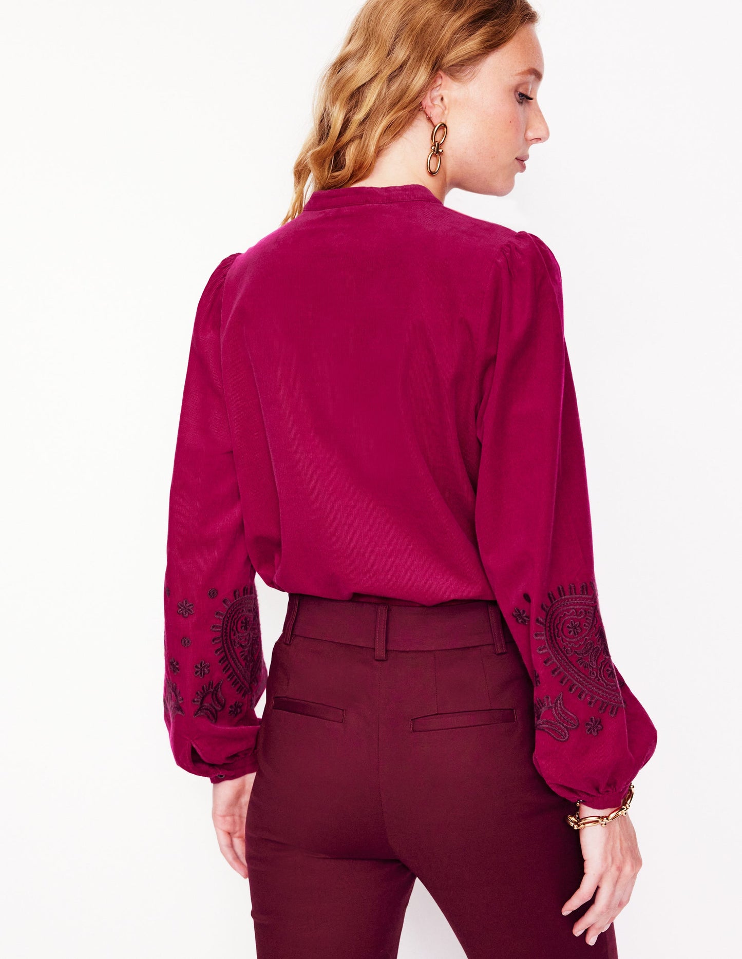 Theodora Cord Blouse-Cherry Jam