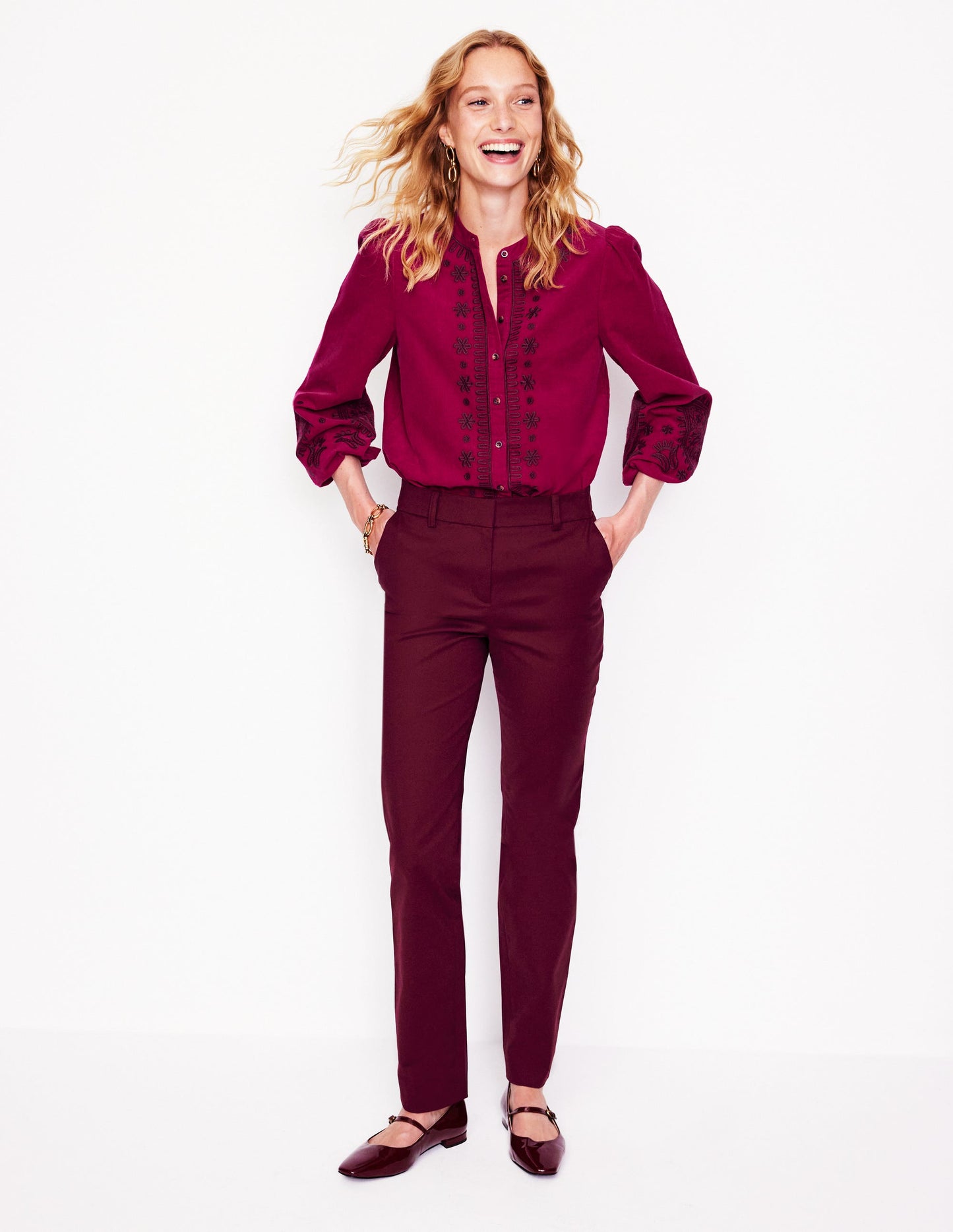 Theodora Cord Blouse-Cherry Jam