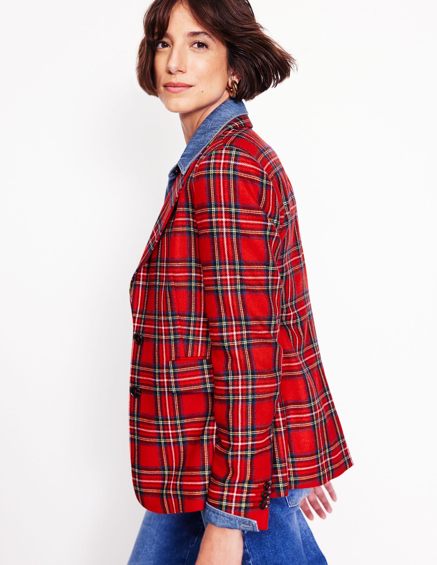 Marylebone Wool-Blend Blazer-Red and Blue Check