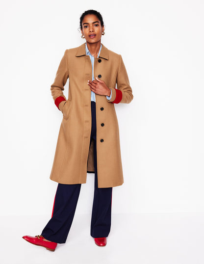 Durham Wool Blend Coat-Colourblock Camel