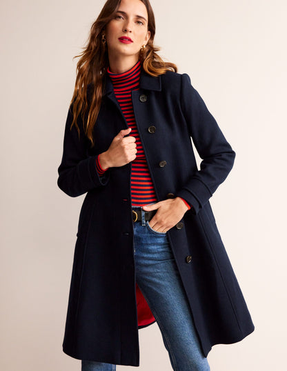 Durham Wool Blend Coat-Navy