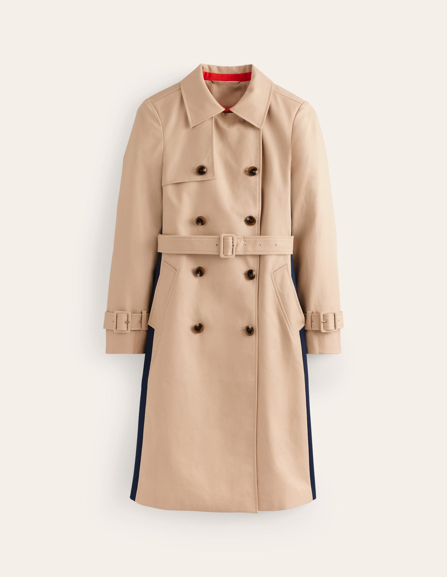 Colour Block Trench Coat-Neutral