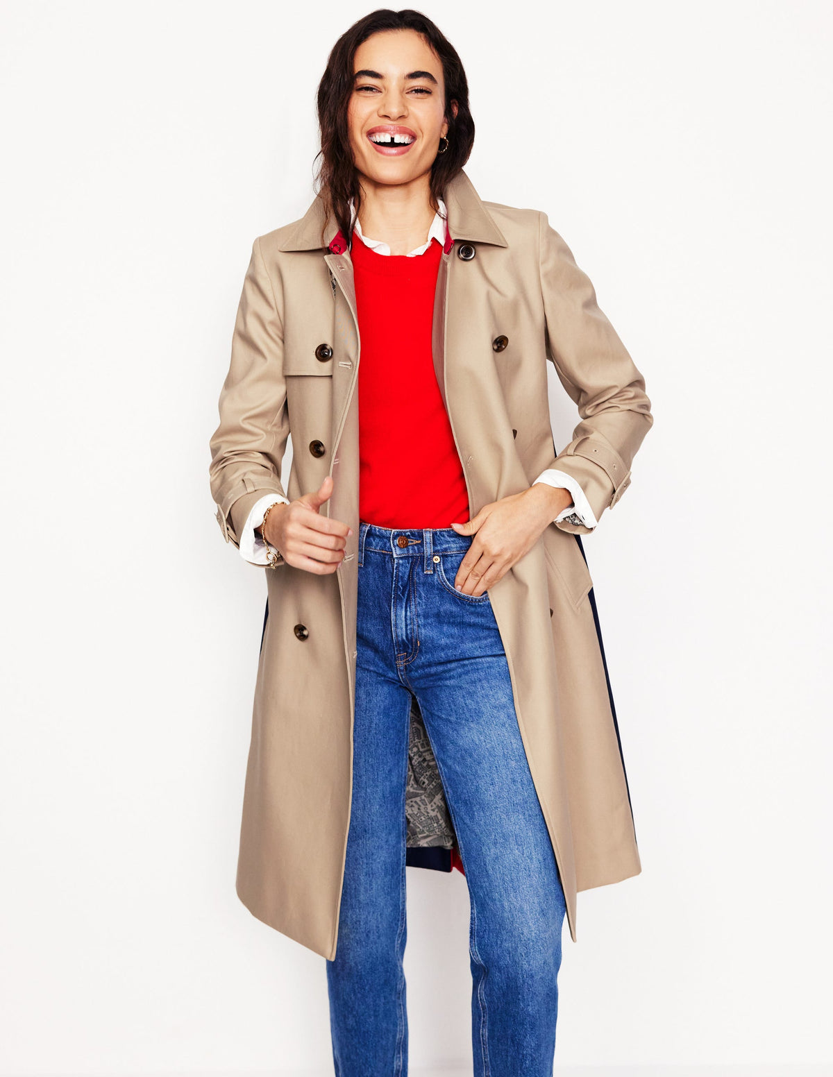 Colour Block Trench Coat-Neutral - Image 4