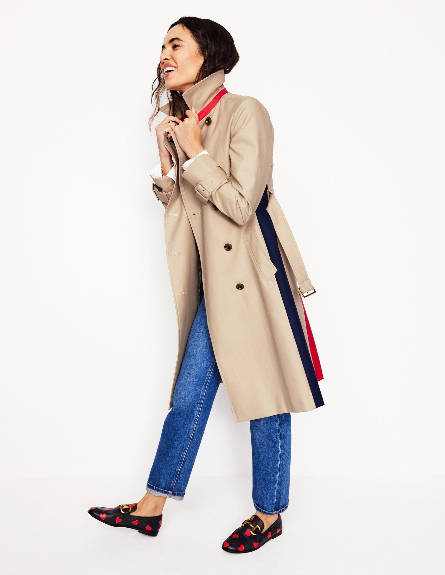 Colour Block Trench Coat-Neutral