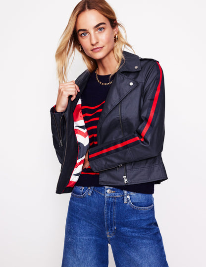 Biker Wax Jacket-Navy