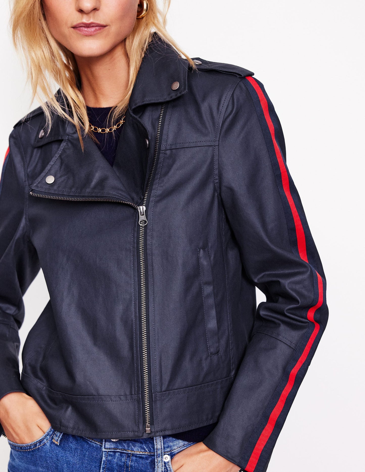 Biker Wax Jacket-Navy