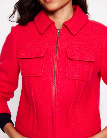 Wool Zip Through Jacket-Scarlett