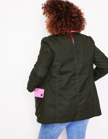 Heritage Wax Jacket-Winter Moss, Cherries Jubilee