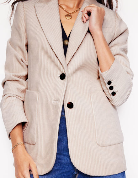 Relaxed Cord Blazer-Ivory