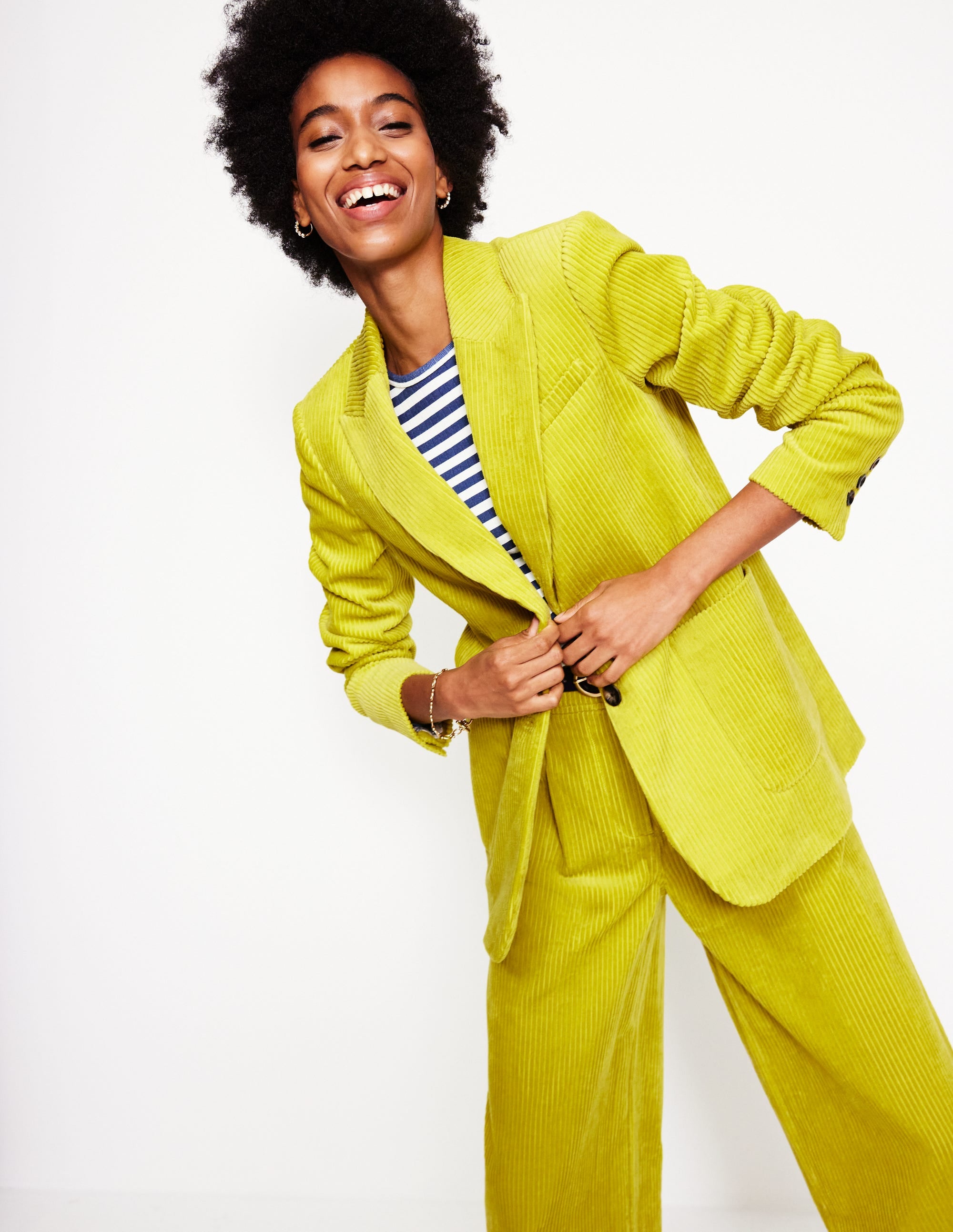 Relaxed Cord Blazer-Kiwi - Image 1