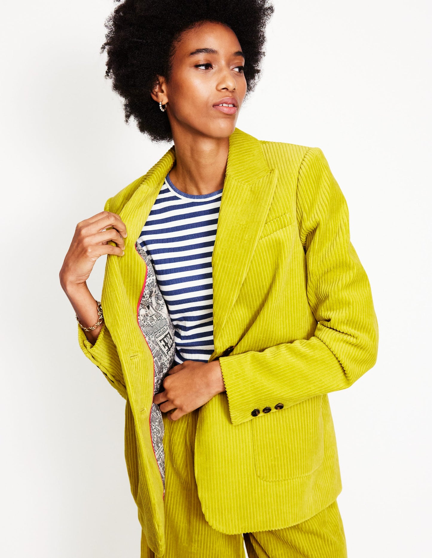 Relaxed Cord Blazer-Kiwi