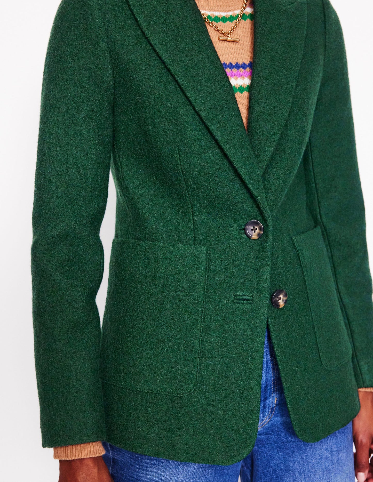 Marylebone Textured Blazer-Dark Green