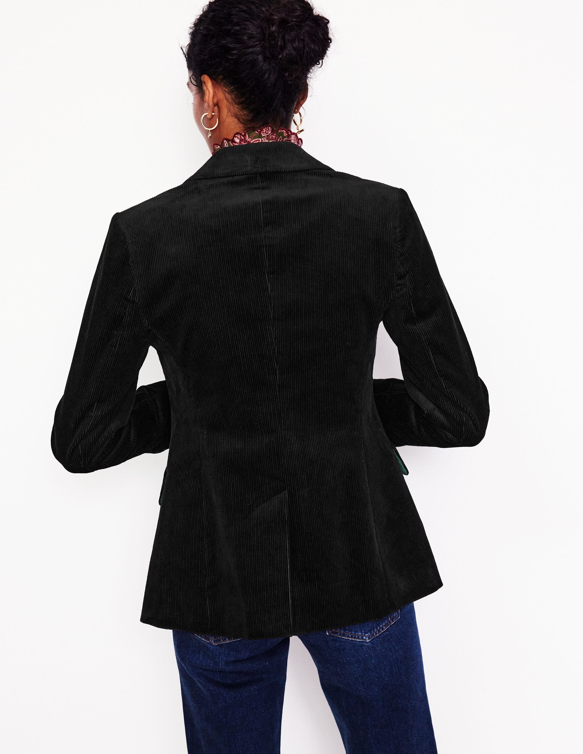 Marylebone Cord Blazer-Black - Image 3