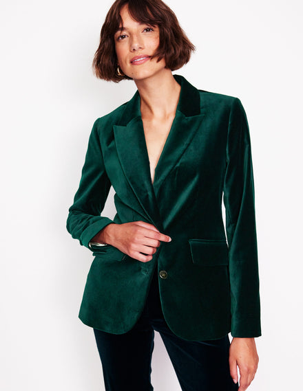 Marylebone Velvet Blazer-Ponderosa Pine