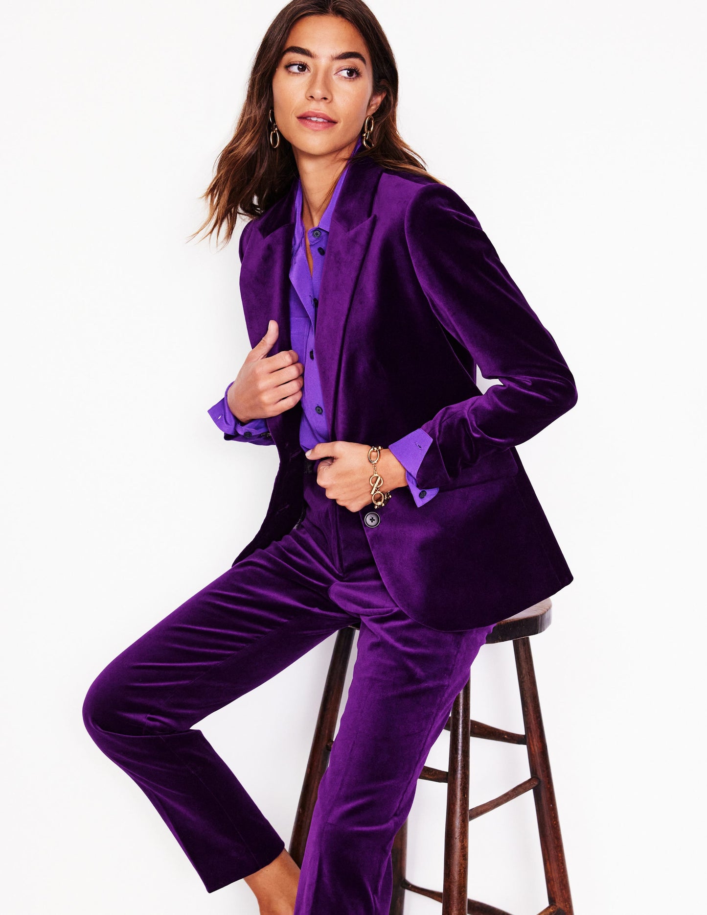 Marylebone Velvet Blazer -Viola