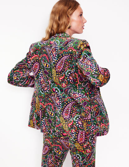 Marylebone Velvet Blazer-Tiger Bloom