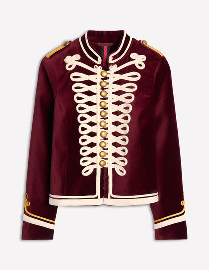 Military Velvet Jacket-Cabernet