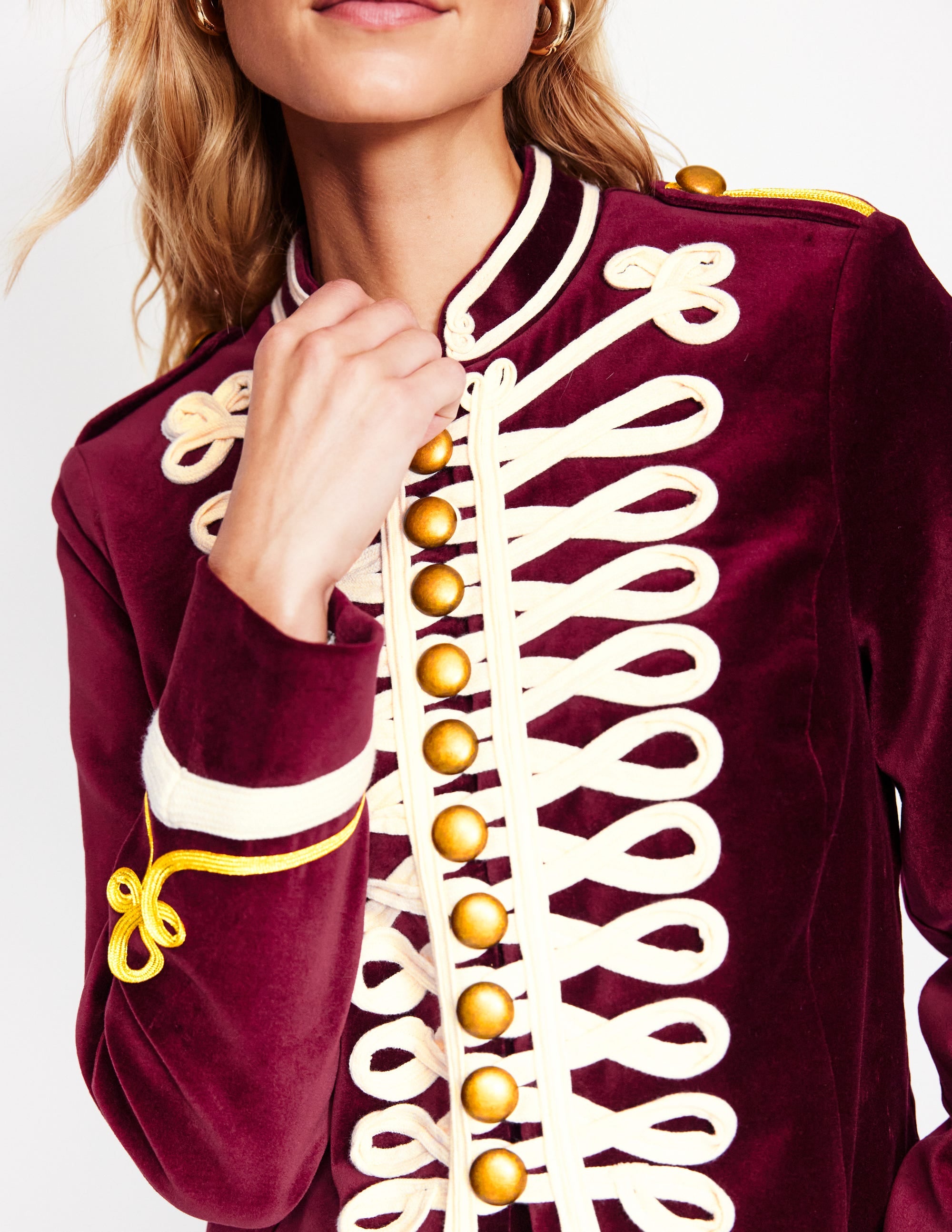 Military Velvet Jacket-Cabernet - Image 2