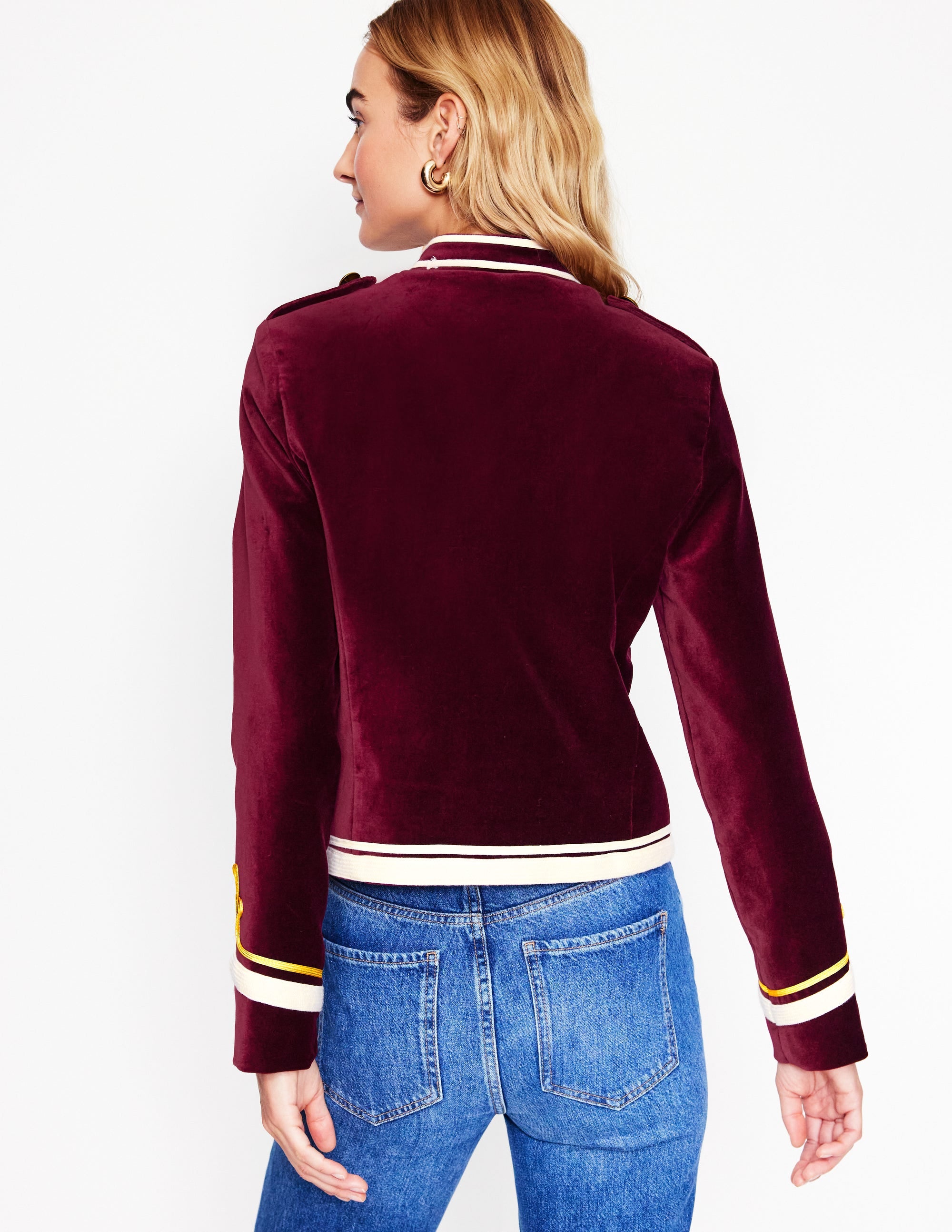 Military Velvet Jacket-Cabernet - Image 3