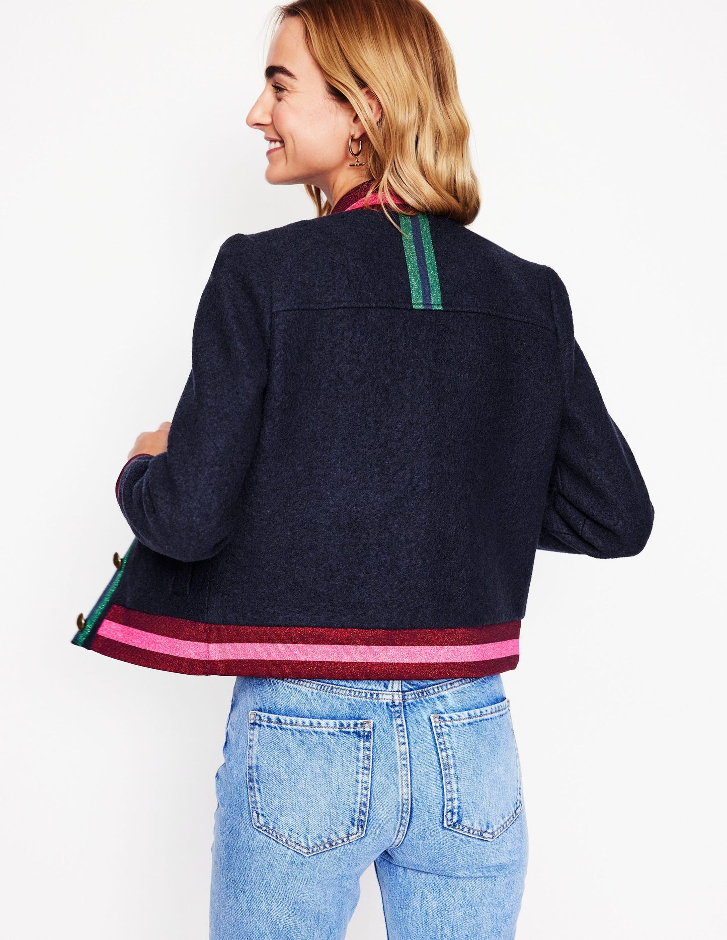 Boiled Wool Bomber-Navy