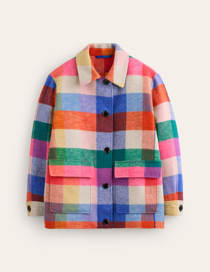 Wool Check Coat-Multi Check