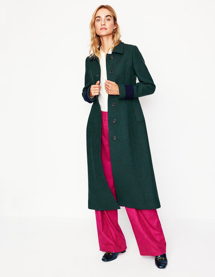 Durham Midi Coat-Colourblock Green