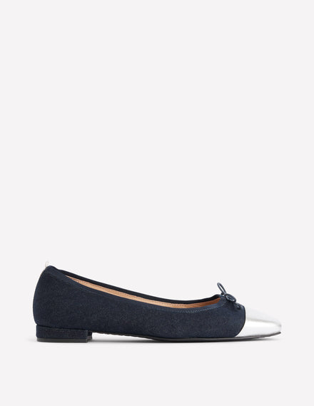 Toe Cap Ballet Flat-Denim