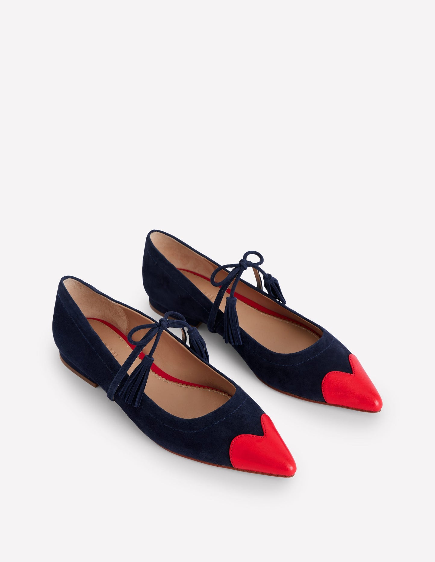 Tassel Tie Point Flat-Navy and Poppy Red