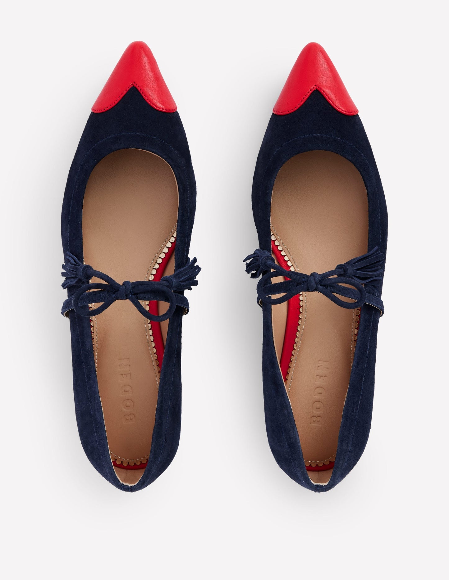 Tassel Tie Point Flat-Navy and Poppy Red