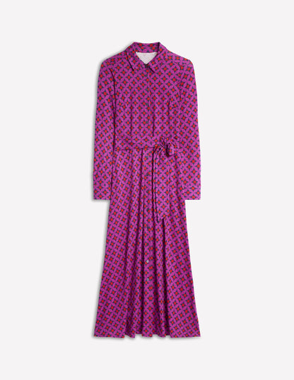 Marcia Jersey Midi Shirt Dress -Regal Purple, Diamond Terrace