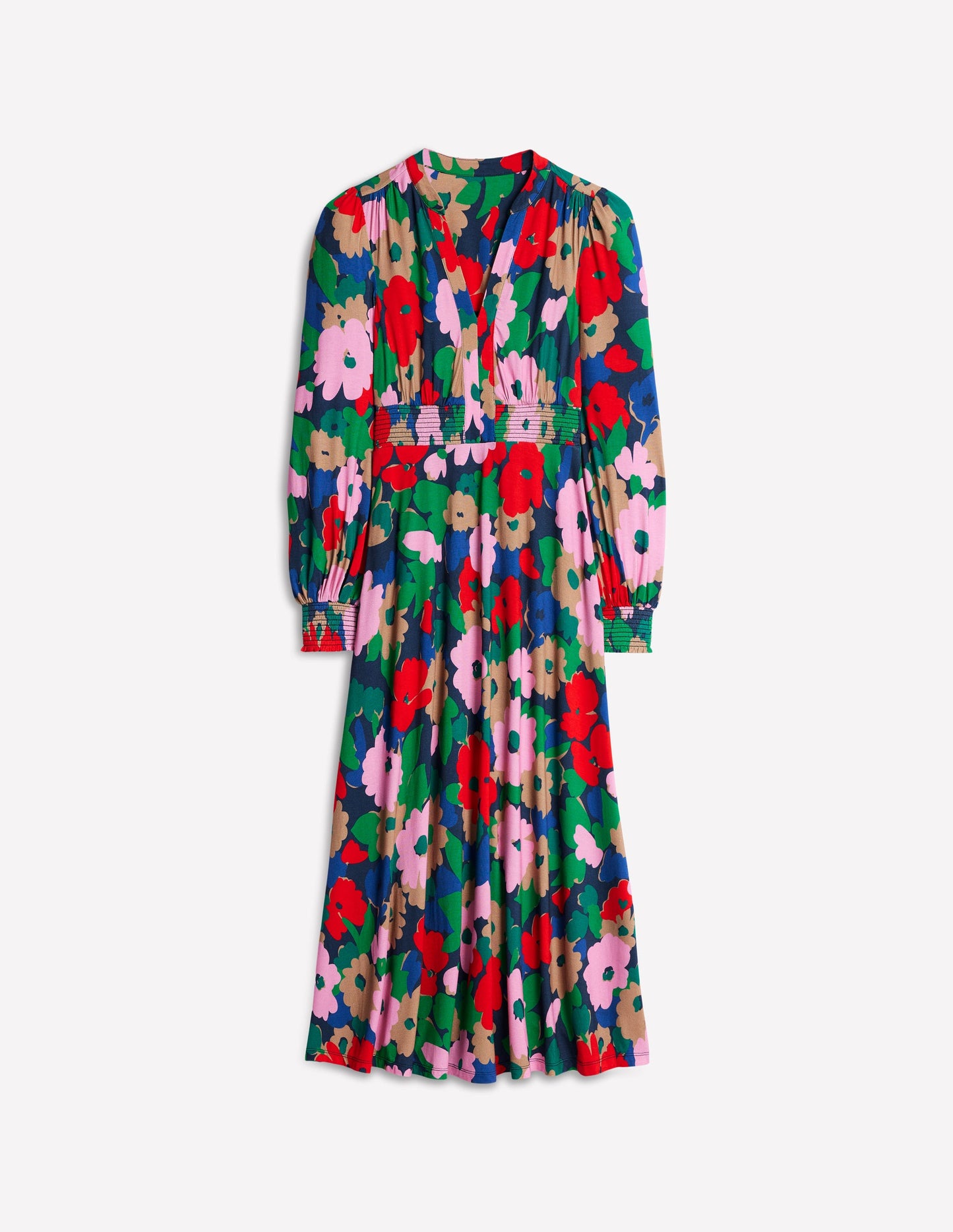 Ivy Smocked Midi Dress-Multi, Painterly Meadow