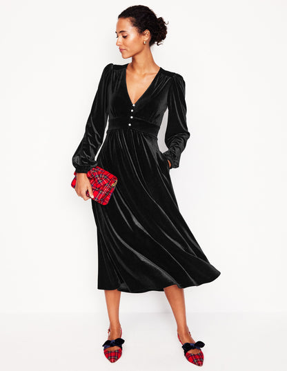 Jocelyn Velvet Tea Dress -Black