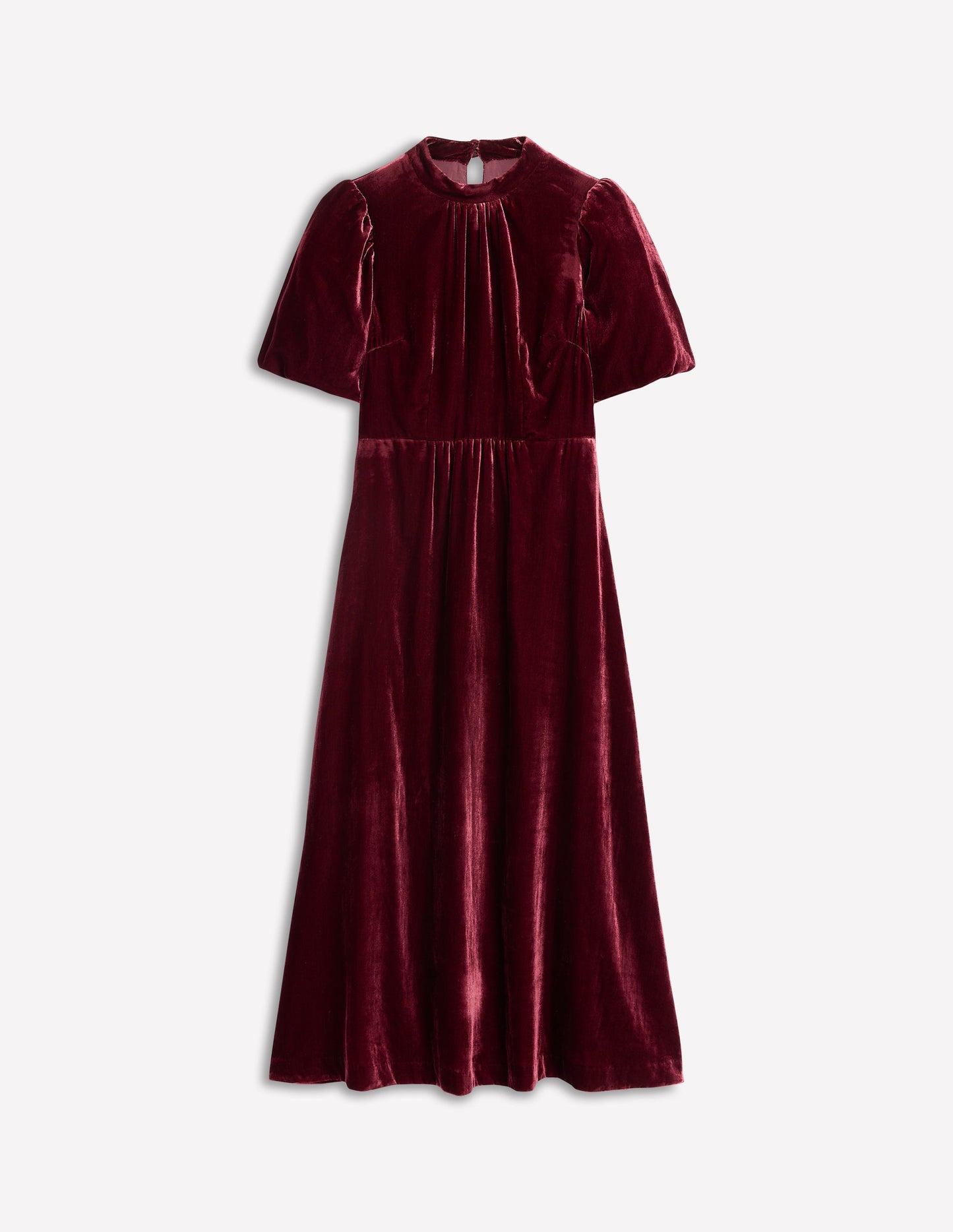 High Neck Velvet Dress -Cabernet