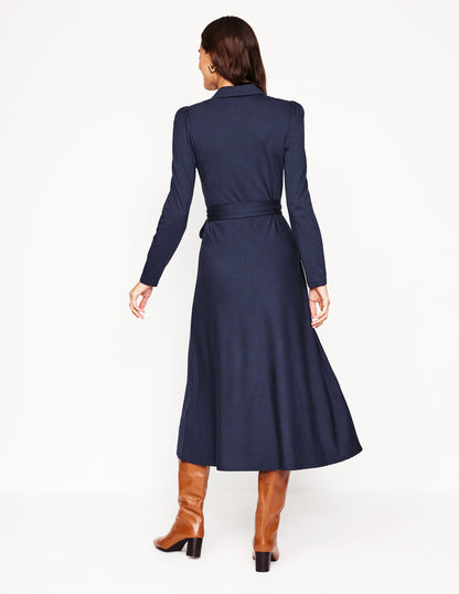 Imogen Collared Jersey Dress-Navy