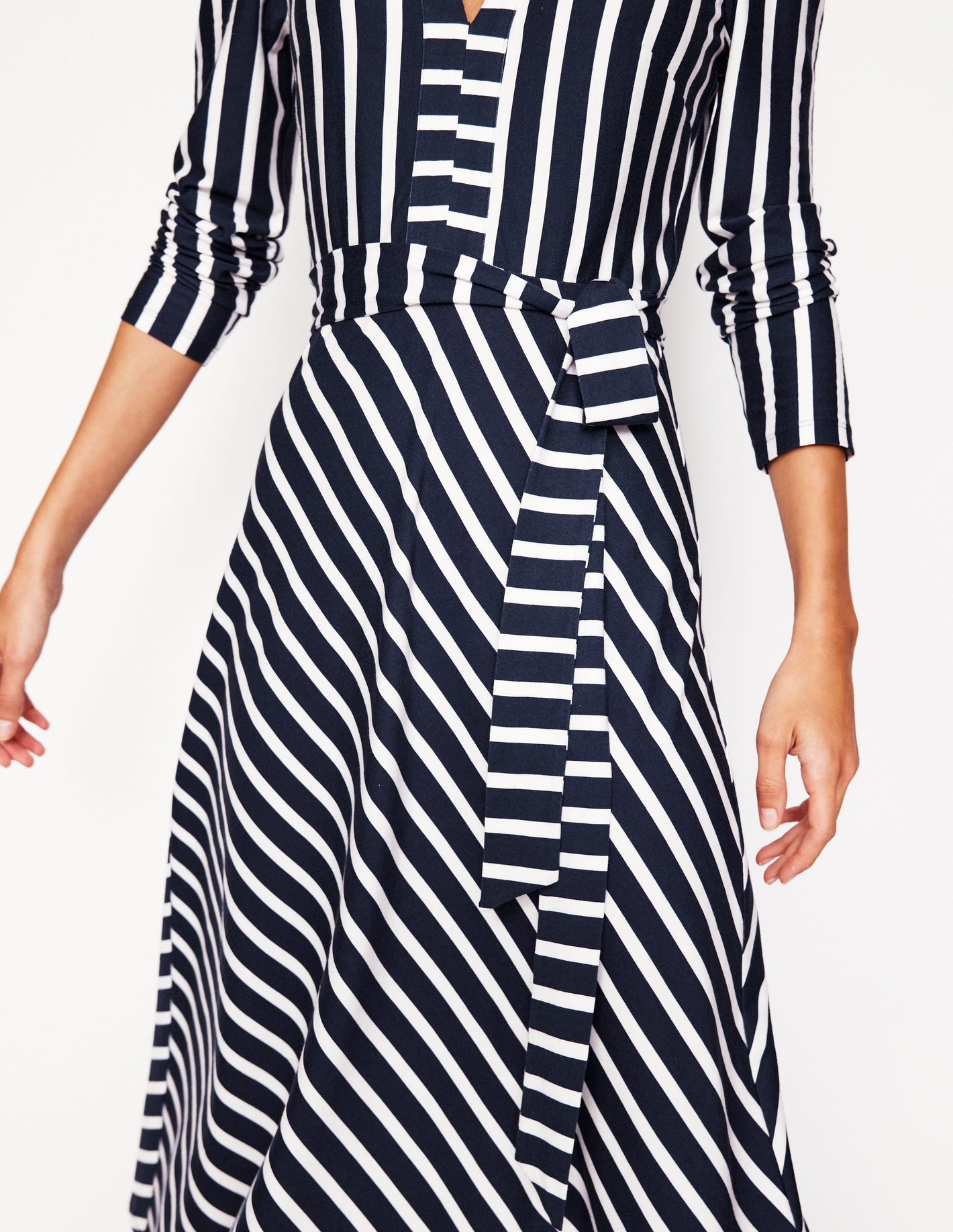 Imogen Collared Jersey Dress-French Navy and Ivory Stripe