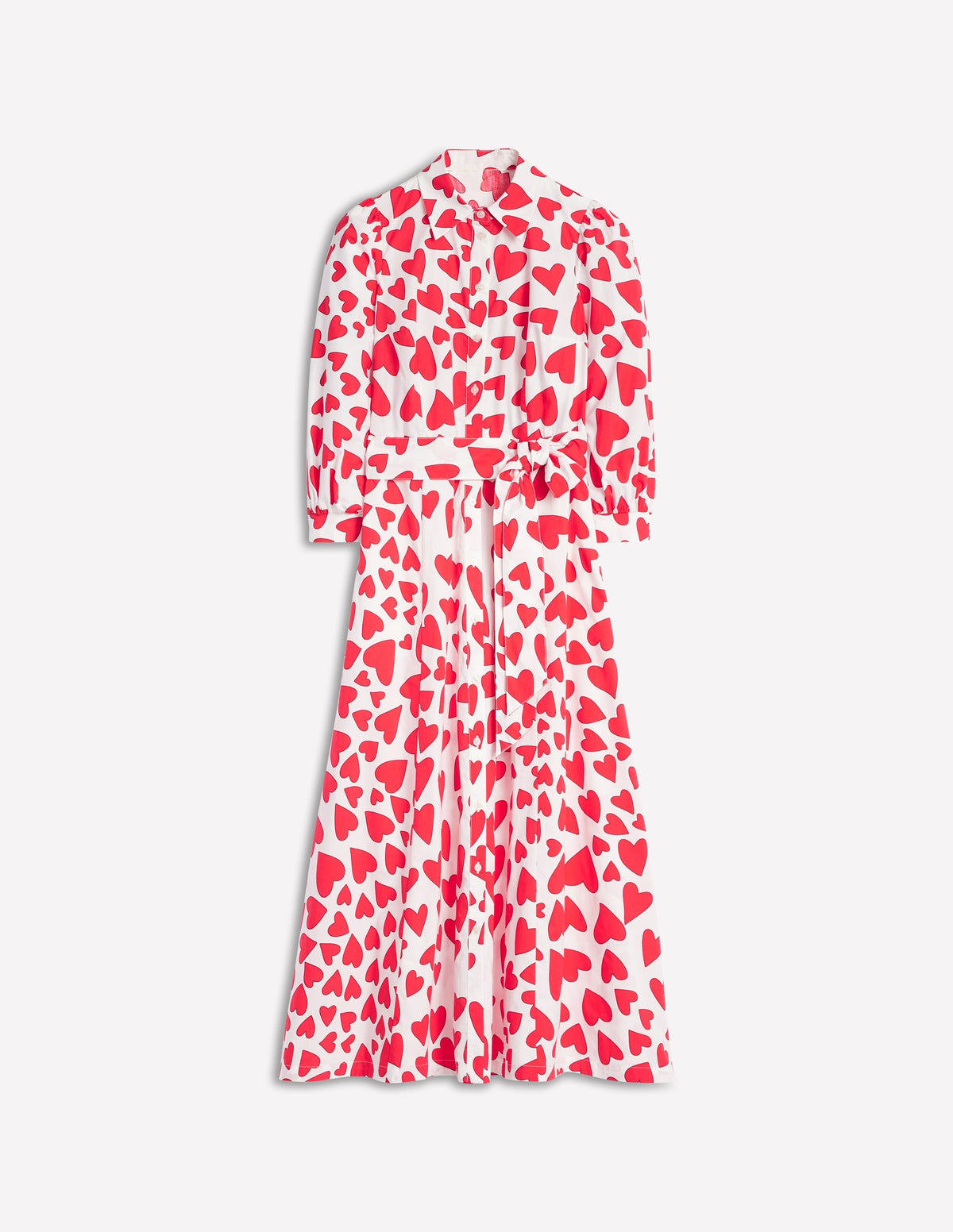 Clara Cotton Shirt Dress-Ivory, Heart Cluster - Image 8