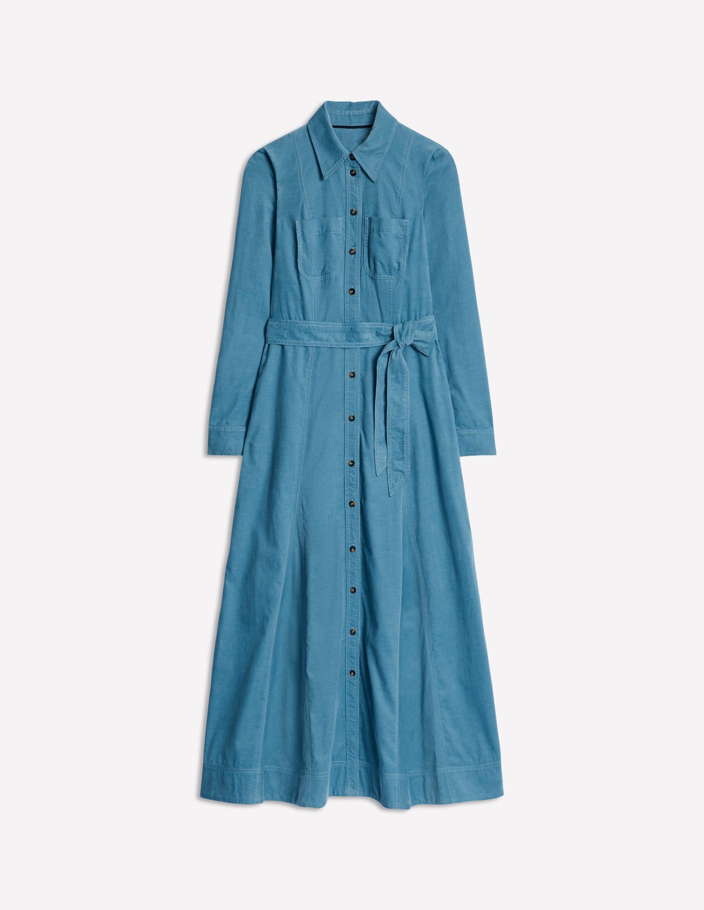 Tess Cord Midi Shirt Dress-Duck Egg Blue