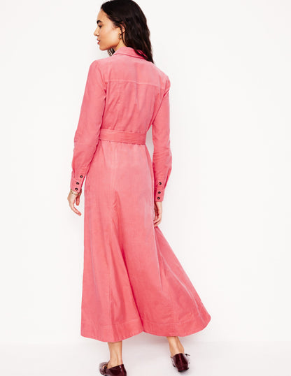 Mila Cord Midi Shirt Dress -Azalea Pink