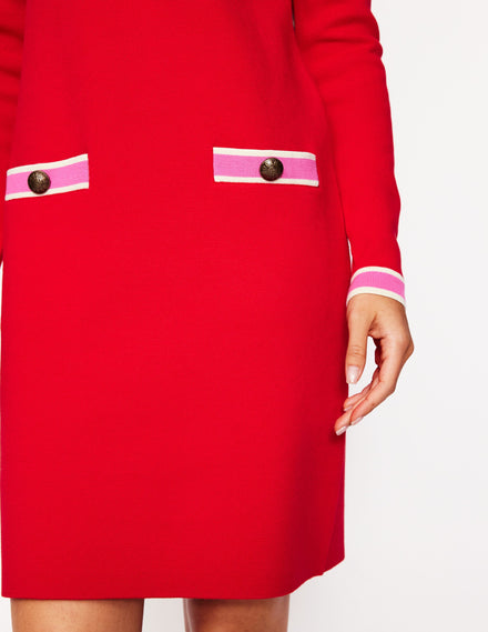 Holly Knitted Shift Dress-Poppy Red