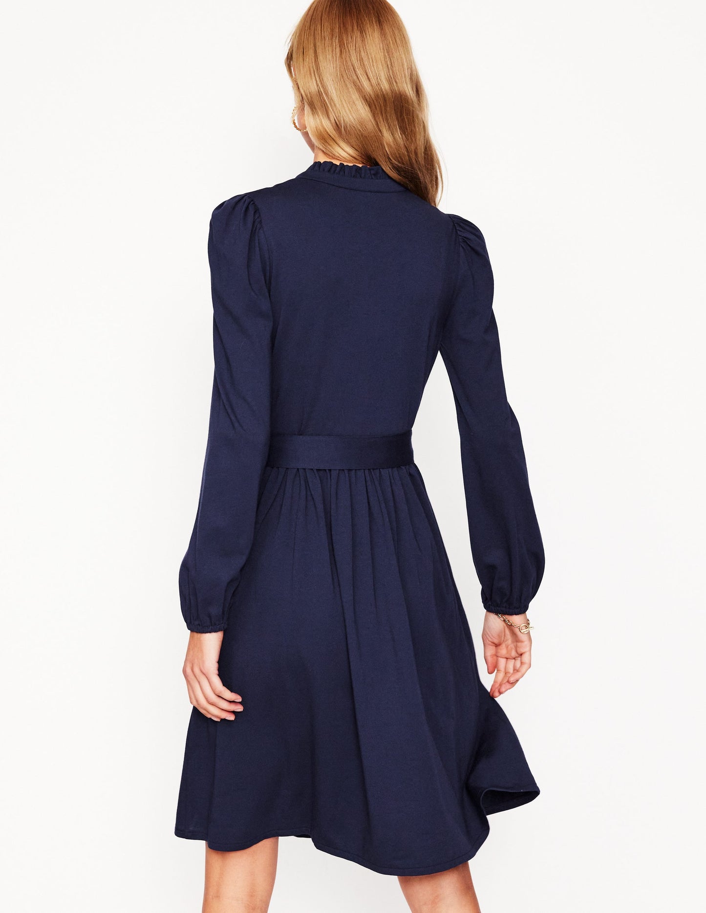 Willow Frill Short Shirt Dress -Navy