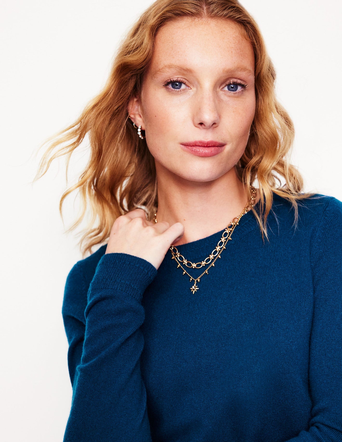 Eva Cashmere Crew Neck Jumper -Harbour Blue