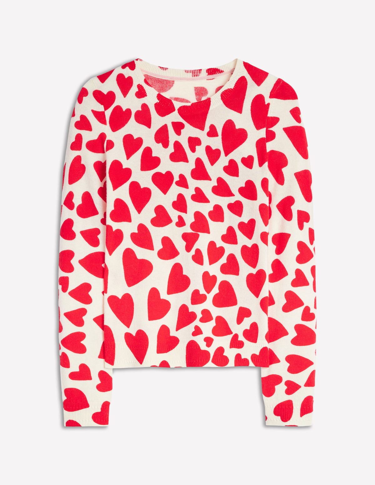 Eva Cashmere Crew Neck Jumper-Ivory, Heart Cluster - Image 6
