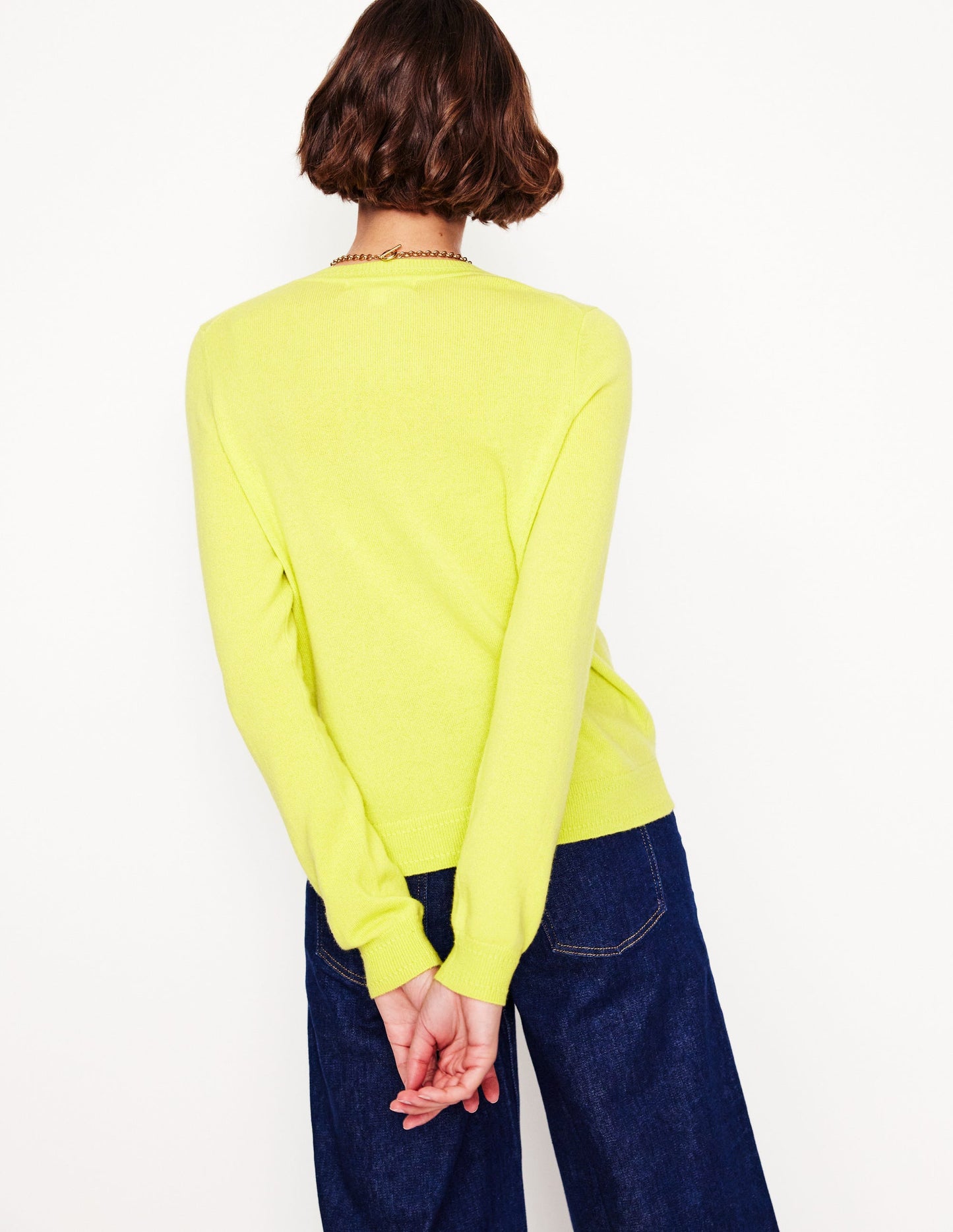 Eva Cashmere Crew Neck Jumper -Soda Yellow