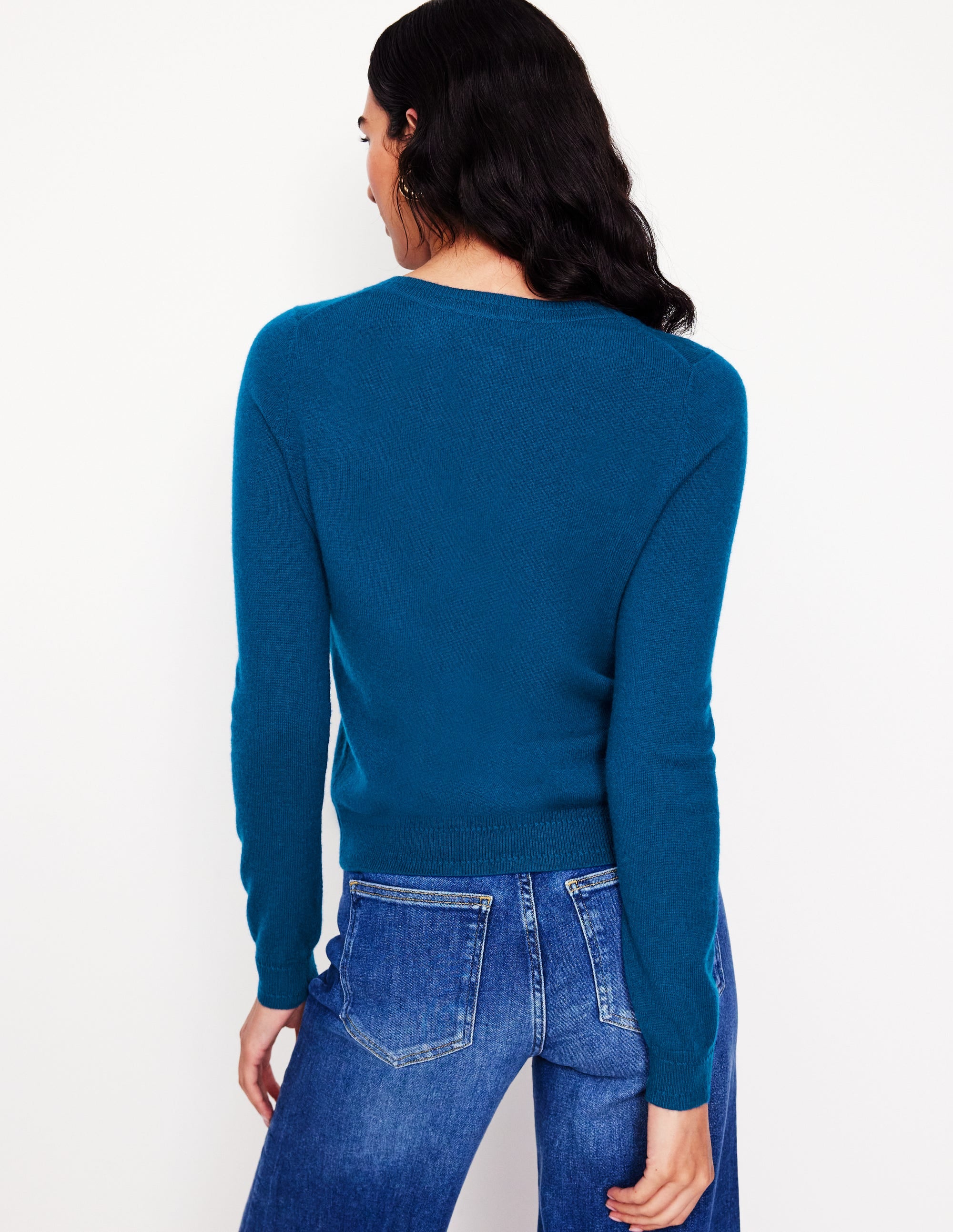 Eva Cashmere Crew Cardigan-Harbour Blue - Image 3