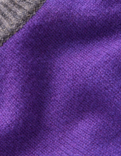 Olivia Merino Jumper -Ameythyst Purple, Colourblock